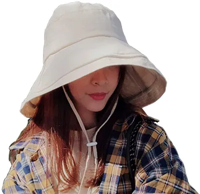 Imagen del producto de Sombrero para mujer, plegable, con ala ancha, factor de protección solar UPF 50, color beige, talla única, ideal para el verano