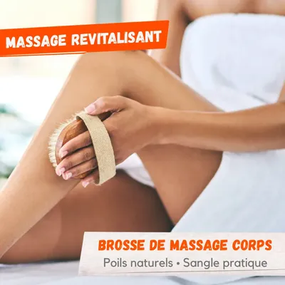 Image de Brosse de Massage Corps – Poils Naturels avec Sangle