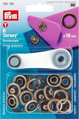 Obrázek produktu pro Stiskací knoflíky + narážeč Jersey, 18 mm, 6 ks, starožitná mosaz