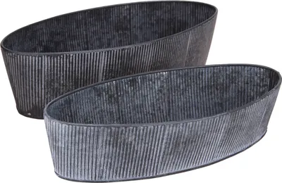 Produktbild von Vintage Metallschale Oval Schwarz Grau, 2er Set
