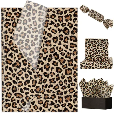 Immagine prodotto di Carta velina con motivo leopardato, 100 fogli, confezione regalo ideale per progetti fai-da-te e per confezionare fiori