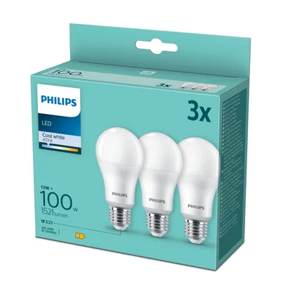 A product box for Philips LED light bulbs.