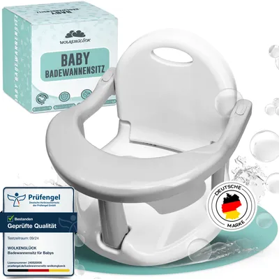Produktbild von WOLKENGLÜCK® Badewannensitz Baby ab 6 Monate - ergonomischer Anti-Rutsch-Badesitz mit starken Saugnäpfen für Dusche oder Badewanne [belastbar bis 20 kg]