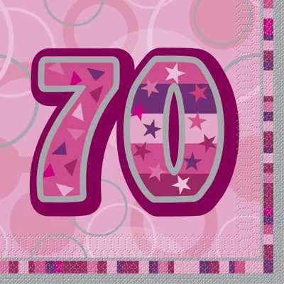Produktbild von Party Servietten für 70. Geburtstag oder Jubiläum pink 3-lagig 33x33 cm