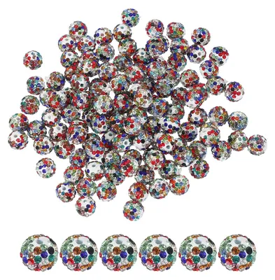 Produktbild von Strassperlen - 100 Stück runde Glitzerperlen zum Auffädeln - DIY Schmuckherstellung für Armbänder und Halsketten - 10 mm - Bunt
