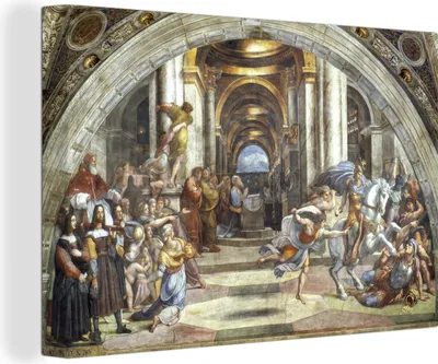 Obrázok produktu pre OneMillionCanvasses® - Obrazy na plátne - 140x90 cm, Aténska škola - Raphael Raffaello, nástenná umelecká dekorácia
