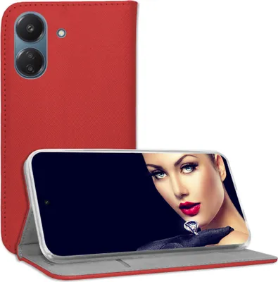 Produktbild von Bookstyle Schutzhülle Klapphülle Schutztasche Etui Cover für Xiaomi Redmi 13C (6.71'') - Rot