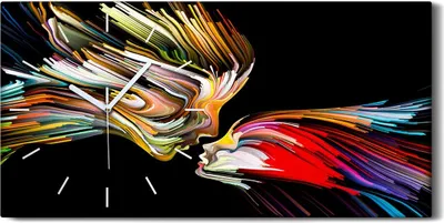 Produktbild von Leinwand Wanduhr Wandkunst Uhr Geräuschlos Kunstdruck 60x30 Abstrakte Kunst Bunt - weiße Hände