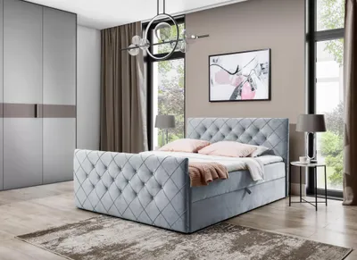 Obrázek produktu pro Boxspringová postel LENKA - 200x220, světle šedá + topper