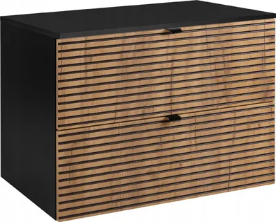 Obrázok produktu pre RODAN | Kúpeľňová skrinka pod umývadlo - 80 cm - Hnedá matná - Čierna - Moderný dizajn - Úložný priestor - LOFT