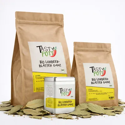 Zdjęcie produktu dla Tasty Pott Ekologiczne liście laurowe w całości – w torebce – 50 g