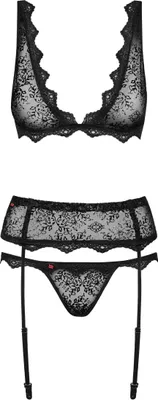 Produktbild von Obsessive Emperita, Wäsche-Set, Schwarz, Elasthan, Polyamid, Einfarbig, Niedrige Taille, Nickel