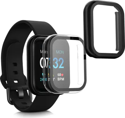 Produktbild von kwmobile 2x Cover kompatibel mit iTOUCH Air 3 Hülle - Fullbody Fitnesstracker Case Set aus Glas - Transparent Schwarz