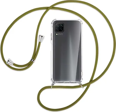 Produktbild von Handykette Backcover-Schutzhülle mit Band (Metall silberfarben) für Huawei P40 lite - khaki