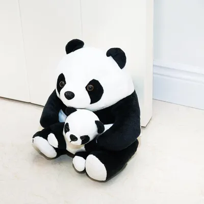 Zdjęcie produktu dla Przedmiot do zatrzymywania drzwi w kształcie pandy, wykonany z tkaniny, ciężki, o wymiarach około 25 cm, idealny do domu i biura