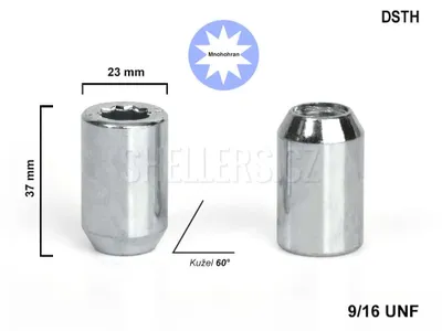 Obrázek produktu pro Kolová matice 9/16 UNF kužel s vnitřním mnohohranem, DSTH, výška 37, Ø 23 mm