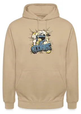Produktbild von Spreadshirt Sesamstraße Design Mit Krümelmonster Und Cookies Uni Hoodie, L, Beige