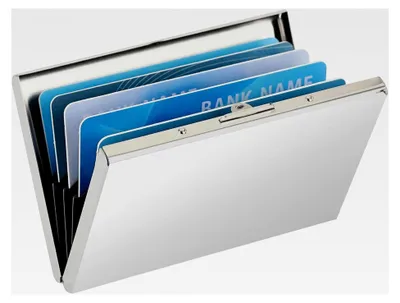 Produktbild von Kartenetui für Kreditkarten, RFID-blockierende Kreditkartenhülle aus Aluminium, Visitenkartenetui mit 6 Fächern, RFID- und NFC-Schutz für Damen und Herren