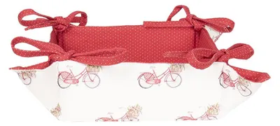 Produktbild von Clayre & Eef Brotkorb 35x35x8 cm Rot Weiß Baumwolle Fahrrad