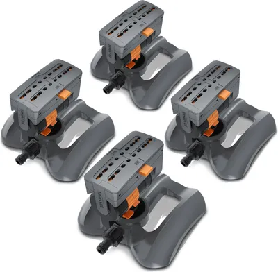 Immagine prodotto di Irrigatore quadrato Brandson per giardino, irrigatore rotante per prato, irrigatore oscillante 16 ugelli, set di 4, getto d'acqua regolabile in continuo, oscillazione 30-150°, max. 180 m²