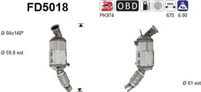 Produktbild von AS FD5018 Dieselpartikelfilter Rußpartikelfilter DPF für BMW 3 Touring (E91) Abgasanlage Diesel