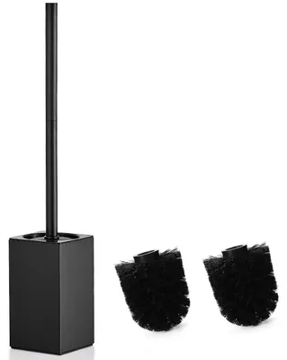 Produktbild von WC-Bürstenset, WC-Bürstenhalter aus Edelstahl, WC-Bürste mit 2 Bürstenköpfen, schnelltrocknend, schwarz