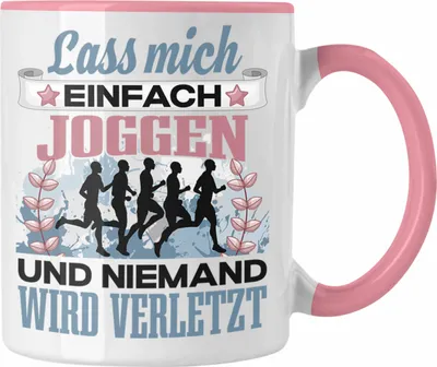Produktbild von Trendation - Joggen Tasse Geschenk Spruch Laufen Geschenkidee Lass Mich Einfach Joggen Lustig (Rosa)