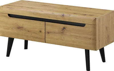 Produktbild von Fernsehschrank Nordi NRTV107 Eiche Artisan/Schwarz, 2 Schubladen, Skandinavischer Stil, 107x50x40cm