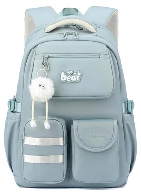 Productafbeelding van Schooltas voor meisjes, blauw, 15,6 inch, met laptopvak, trolleyband, nylon, 30x18x45 cm