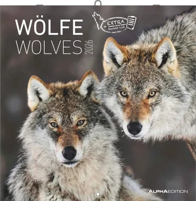 Produktbild von Alpha Edition - Wölfe Kalender 2026 - Wandkalender & Bildkalender 30x30 cm (30x60 cm geöffnet) mit faszinierenden Wolfsfotografien, für Naturfreunde & Tierliebhaber