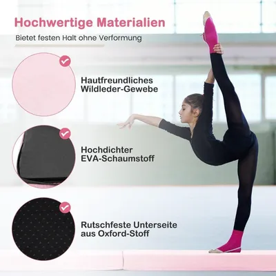 Obrázek produktu pro Kladina gymnastická kladina 210 cm skládací gymnastická kladina protiskluzová kladina do 73 kg růžová