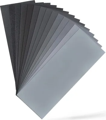 Produktbild von Schleifpapier Set,14 Stück Körnung von 400 bis 2000 Fein Sandpapier,Nass und Trocken für Auto, Metall,Holzmöbel,Stein,Lack,Glas Wasser Schmirgelpapier,9 x 3,6 Zoll
