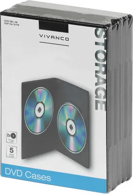 Produktbild von ViVanco™Hochwertige CD DVD Slim Case 2Fach Schutzhülle für Disk Robust Schwarz 5er Pack