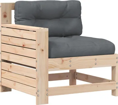 Produktbild von vidaXL Gartensofa mit Armlehne und Kissen Massivholz Kiefer