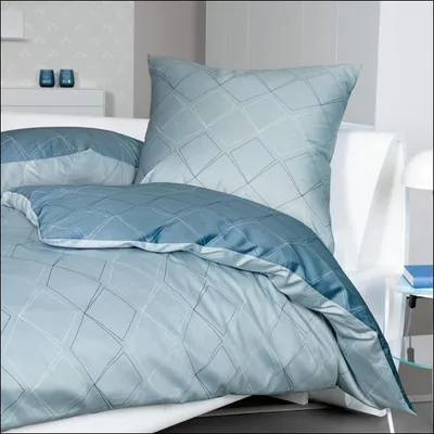 Produktbild von Janine Design Mako-Satin Bettwäsche-Garnitur J.D. 87053 Farbe steinblau denimblau-02 Größe 240x220+2x80x80cm
