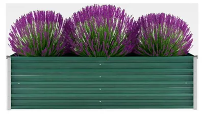 Produktbild von Hochbeet aus Metall für Garten und Balkon, verzinkter Stahl, 160x40x45 cm, Grün
