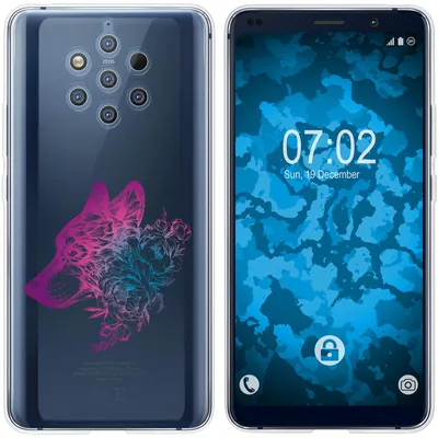 Produktbild von PhoneNatic Case kompatibel mit  Nokia 9 PureView Silikon-Hülle Floral Wolf M3-6