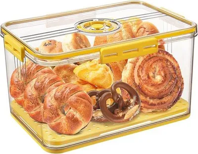 Produktbild von Großes, gelbes Backofenbehälter, luftdichter Brotaufbewahrungsbehälter mit Deckel, groß, gelb, selbstgebackener Brotaufbewahrungsbehälter