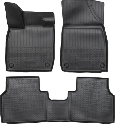 Image de Tapis De Sol En Caoutchouc TPE Pour Volkswagen Id.4 Depuis 2020 4pcs, Système de Fixation Bord Haut Noir Antidérapant Toutes Saisons