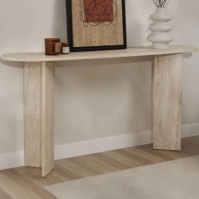 Image de Cercino - Console, 150x35x75h cm Marbre Blanc, une Étagère