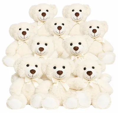 10er-Set Teddybären, 33 cm, weiß, Plüschtiere