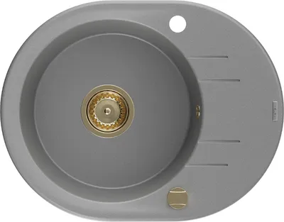 Produktbild von Mexen Kevin Granitspüle mit einem Becken und einer Abtropffläche 586 x 458 mm, Grau, Siphon Gold - 6517581005-71-G