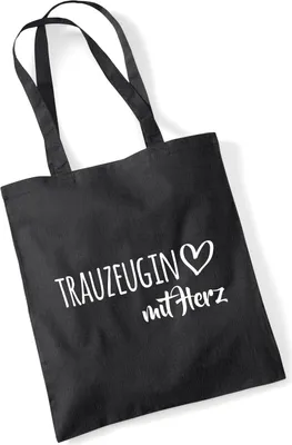 Produktbild von Huuraa Jutebeutel Trauzeugin mit Herz 10 Liter Black Baumwolle Tasche Geschenkidee