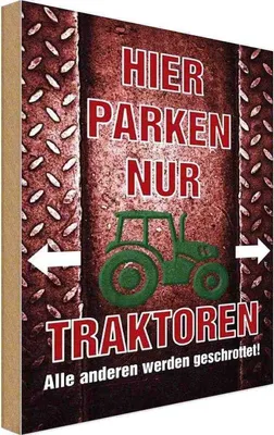 Produktbild von vianmo Holzschild 30x20 cm hier parken nur Traktoren Parkplatzschild
