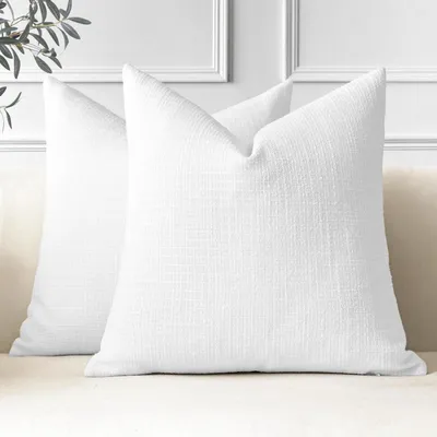Immagine prodotto di Set di 2 federe per cuscini in lino, 45x45 cm, colore bianco