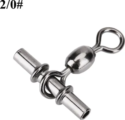 Image de 20pcs Set Haltlable T Form Cross Line Crane Fishing Swivels Connectors Accessoires (2/0#)