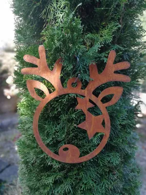 Produktbild von Edelrost Weihnachtshänger Elch mit Sternen