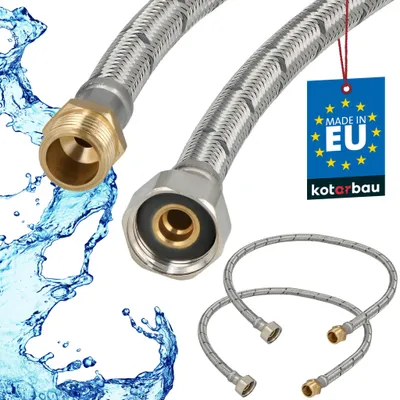 Produktbild von KOTARBAU® 2er Set Flexschlauch Wasserschlauch 70cm Panzerschlauch 1/2"x3/8" Außengewinde x Innengewinde Anschlussschlauch Armatur Schlauch Wasserhahn