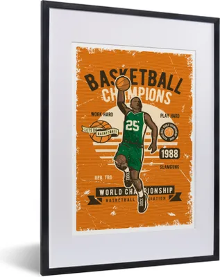 Produktbild von MuchoWow® MuchoWow® Gerahmtes Poster Mancave - Basketball - Sport - Retro 30x40 cm - Poster mit zchwarzem Bilderrahmen - Wandposter Schlafzimmer