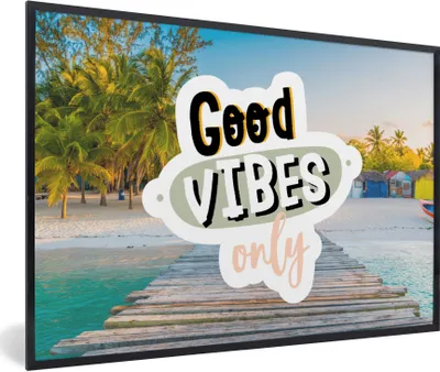 Produktbild von MuchoWow® Gerahmtes Poster Sommer - Sprichwörter - Strand 90x60 cm - Poster mit Schwarzem Bilderrahmen Wandposter Rahmen Foto Bilder - Fotorahmen - Foto-Plakat